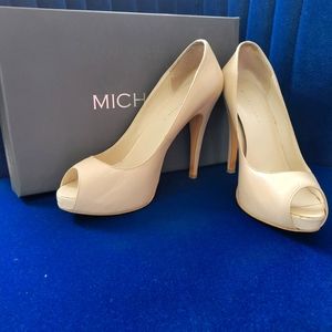 Beige Peep Toe Heels